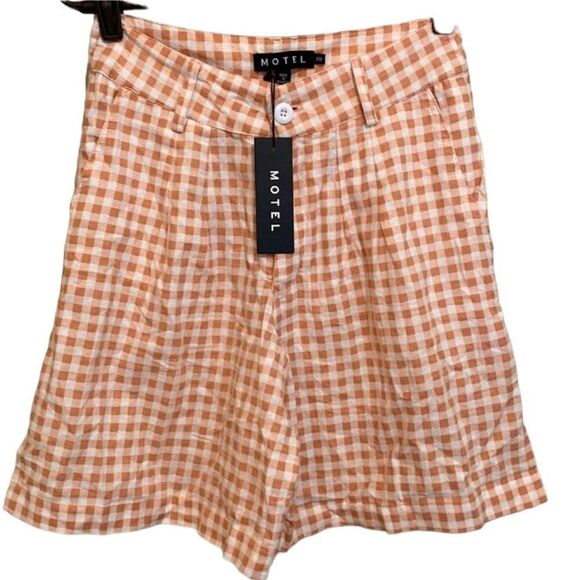 NWT MOTEL ROCKS Lexta Gingham Checked Pink Hight Waisted Shorts 50s Retro SZ XS - Picture 4 of 10